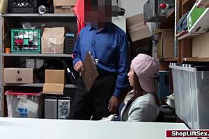 Shoplifter bends over desk for intense officer punishment