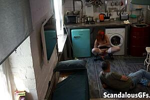 filming intense blowjob cumshot in mouth with redhead babe