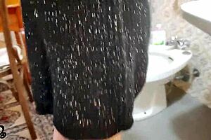 chained goth housewife gapes ass with toys in kinky bathroom show