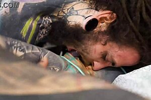 Heavily tattooed babe takes intense gaping ass pounding