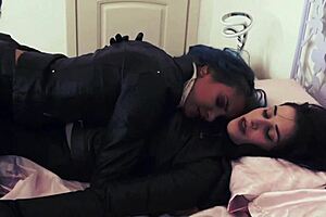 Three lesbians heat up office in tight leather play