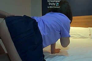 schoolgirl gets seduced by guard creampied juicy in miniskirt doggystyle