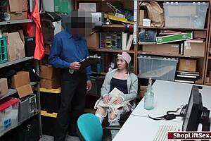 Shoplifter bends over desk for intense officer punishment