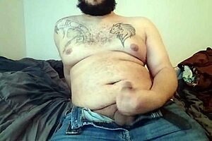 Chubby Fat Guy Masturbates Monster Cock at Better Angle
