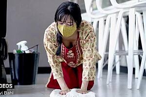 office boss roughly devours indian maid saanvi bahl's pussy after work lick fest