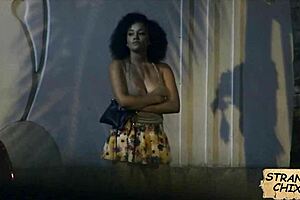 I pick up curly haired beauty Julie Kay for outdoor public fuck POV.