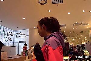 Czech babe tempted at shop center STRIPS before ANAL POUNDING in raw POV