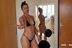 curvy ebony babe craves cock and cum after sweaty gym workout