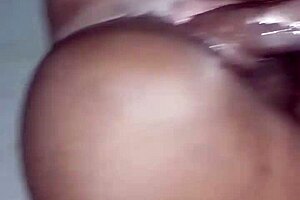 sexy ebony babe rides big black cock till creampie floods wet pussy