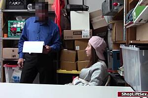 Shoplifter bends over desk for intense officer punishment