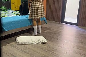 Big Ass Schoolgirl Shoves Dildo Deep in Tight Anal