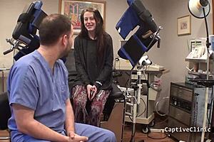 Patient boldly humiliates latex nurse lainey spreading small tits backstage