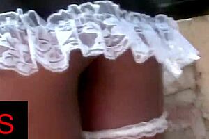 My sexy mulatta pussy and ass get pounded outdoors interracial