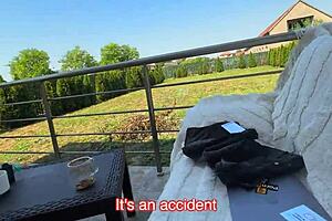 Amateur redhead couple risks public outdoor cowgirl ride with deepthroat cum face blast