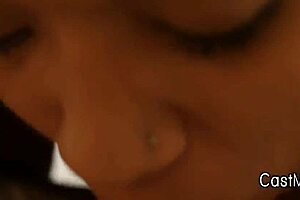 perky ebony teen in thong gives amateur pov blowjob 😍💦