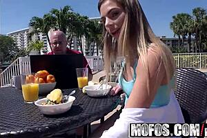 Sydney Cole's spinner wet shaved pussy banged hard on beach pov