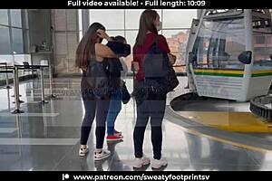 medellin cableway sweaty socks and shoes stripped off