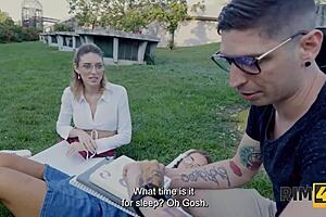 nerdy couple devours blonde's ass in rimjob frenzy