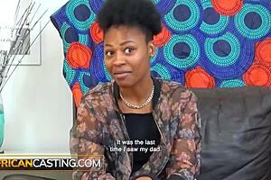 Big booty ebony bikini model teases then wrecked outdoors at casting.