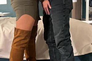 pretty hotwife strips and rides fan's fat cock missionary in hotel till cum covered tits