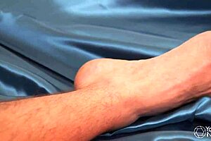 macho guy stroking hard cock in chastity cage tease 😈🔒