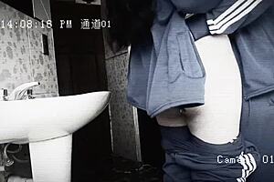 Camera Catches Cute Schoolgirl's Bathroom Quickie