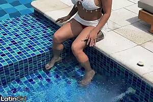 beautiful colombian milf silvana lee delivers poolside pov fuck perfection!