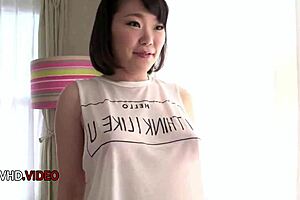 Ui Kinari begs for uncensored Japanese creampie cumshot