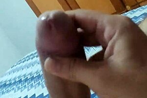 guy strokes his massive cock in intense solo session building to explosive finish