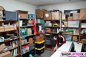 Burglar teen caught at office, punished with big cock hardcore blowjob