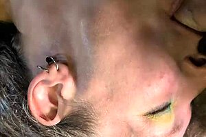 sucking cock deep while vibrator makes her orgasm hard in stockings