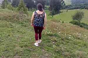 amateur latina milf flashes huge pussy tits ass in forest groped wildly