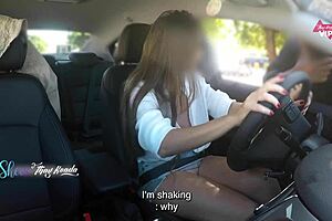thay ksada flashes tits in car for stranger's groping touch