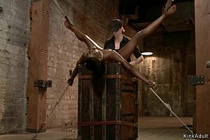 Ebony Slave's Bound Dildo Torment Thrills