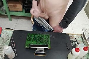 Skinny dude unloads monster cumshot on client machine