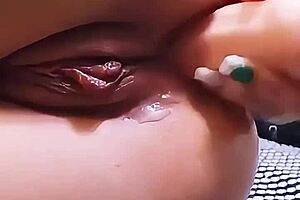 Eighteen-Year-Old's Tight Asshole Brutally Gaped by Massive Toys Crying