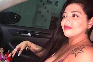 wife flashes tits gets filled with milk by stud in front of cuck husband outdoors