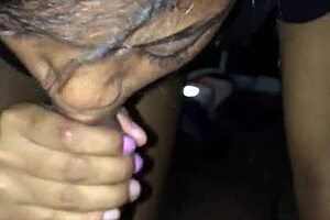 The petite teen casually kneels to suck his throbbing cock deeply