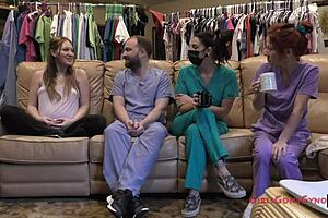 Pregnant Nurse Nova Maverick Spreads Shaved Pussy in Latex Hospital Exam