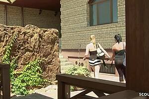 Explode with blonde pigtails milf's first lesbian muff dive!