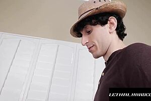 Yoga babe gags desperately on lethalhardcore's monster cock