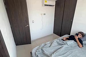 sexy skinny colombian teen sneaks in catches me jerking to her pics