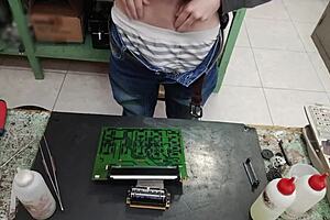 Skinny dude unloads monster cumshot on client machine