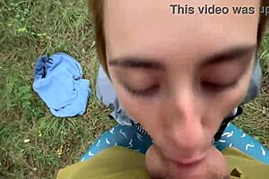 cum craving leads to sloppy forest throatfuck intrigue