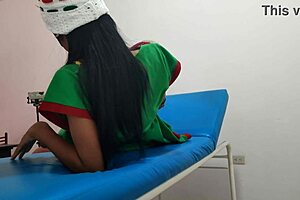 waiting in goblin costume at massage parlor for boyfriend fun