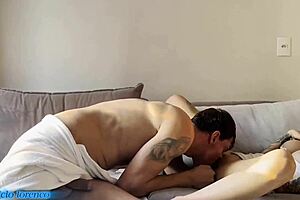 finally afternoon wrecked whore's tight ass deep cum inside sheer red