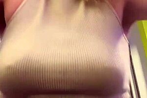 whoops didn't notice my sweaty shirt went see through at the gym total tease