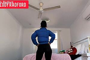 Curvy tattooed milf melody radford strips sheer leggings for solo tease