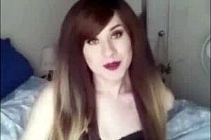 mmm gorgeous ts strokes huge cock and explodes cum everywhere