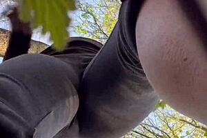 bold kinky redhead milf humiliated to forest bdsm orgasms in public nature frenzy